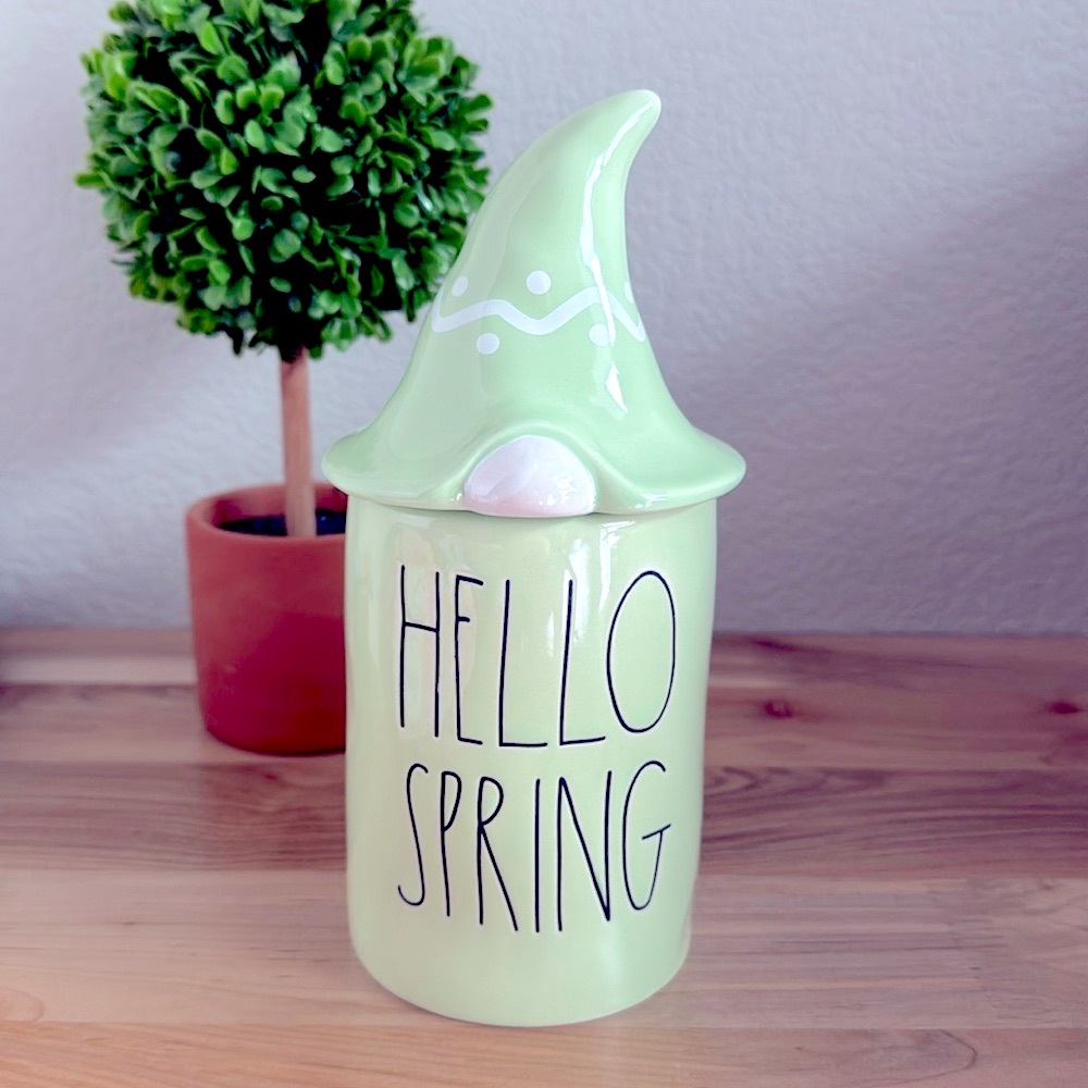 ⚡️FLASH SALE⚡️RAE DUNN CANDLE HELLO SPRING GNOME TOPPER MINT SCENTED CANDLE - Picture 3 of 3